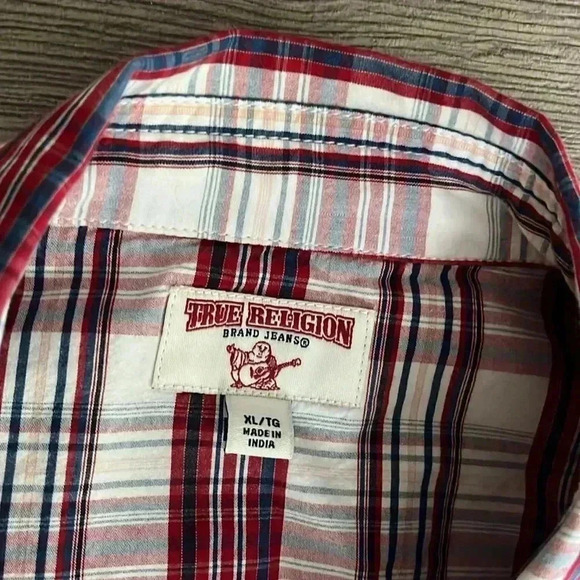 COPY - [XL] True Religion White/Red  Plaid Western LS Button Up Shirt Men - Picture 2 of 8